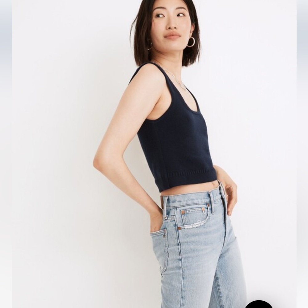 Madewell clemence cropped sweater tank, Heather navy
